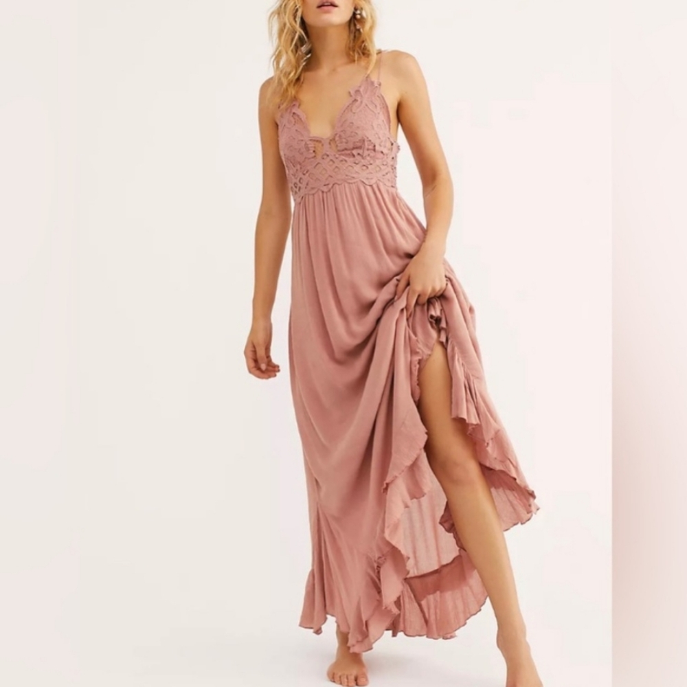 Free People Adella Crochet Lace Maxi Slip Dress